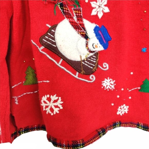 Reference Point Red Snowman Ugly Christmas Sweater EUC sz L - Picture 4 of 8